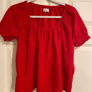 Madewell Red Puff Sleeve Top